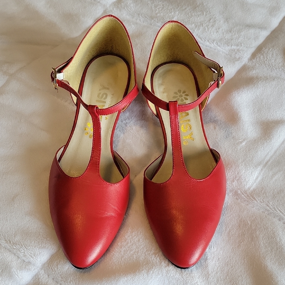Red T-Strap Women Shoes